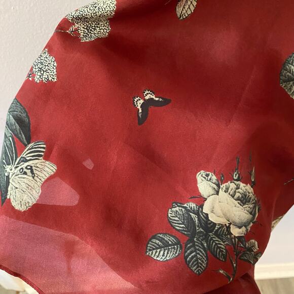 NWOT Biyan Red Rose Print 100% Silk Maxi Dress Romantic Flowy Women's size Small - Picture 12 of 15